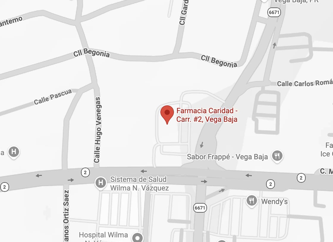 Imagen del mapa mostrando la ubicacion de Farmacias Caridad en Vega Baja