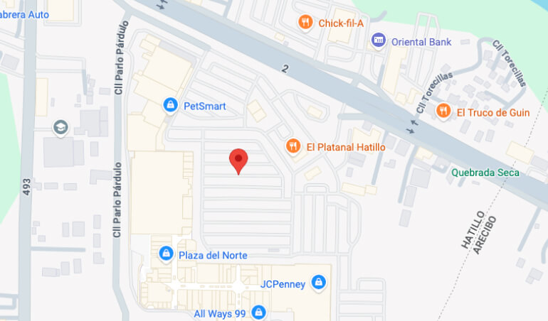 Imagen del mapa mostrando la ubicacion de Plaza del Norte en Hatillo