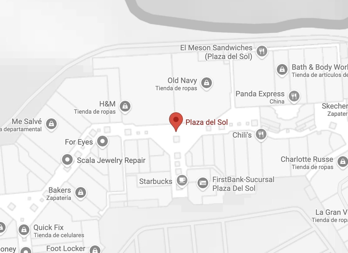 Map image showing Plaza del Sol in Bayamon